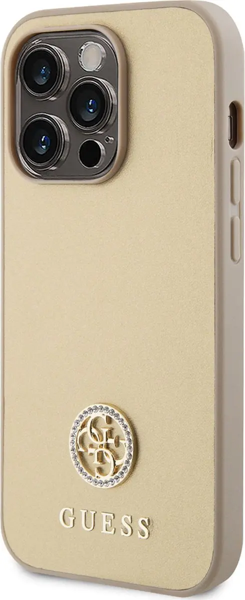 GUESS 4G Strass Metal Logo Back Case - iPhone 15 Pro - Goud