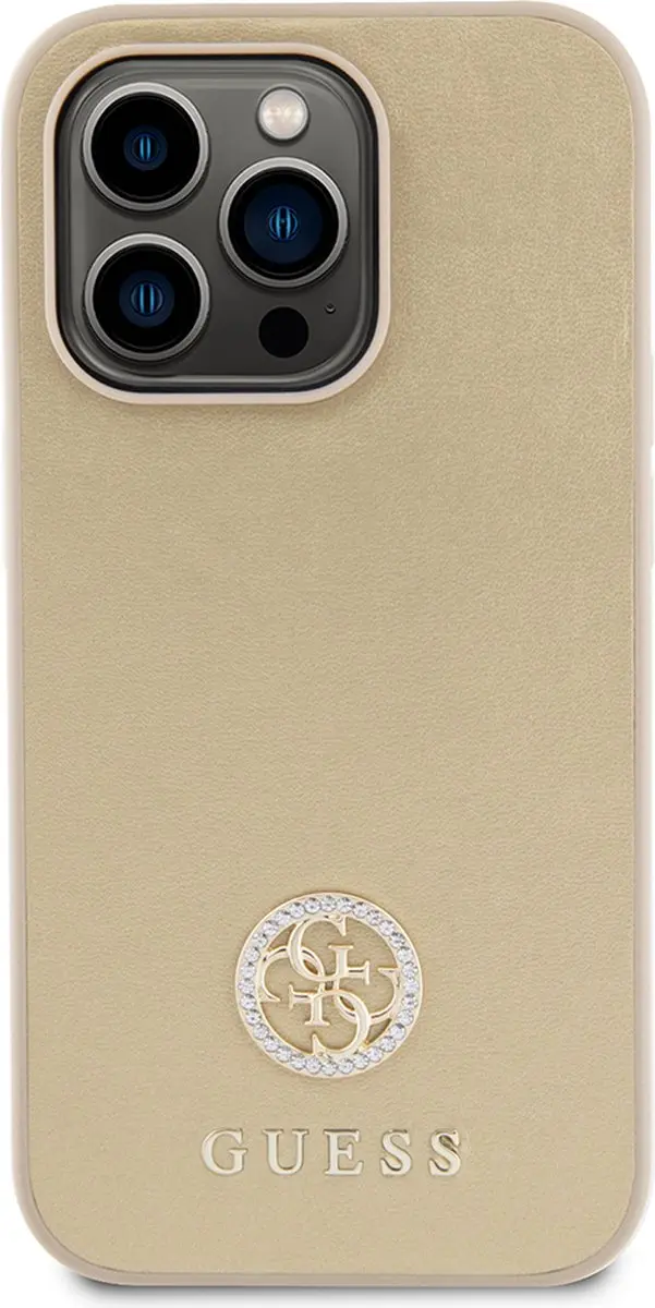 GUESS 4G Strass Metal Logo Back Case - iPhone 15 Pro - Goud