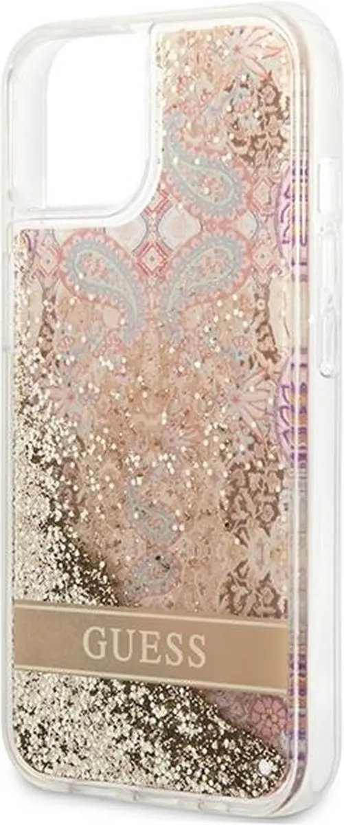 GUESS Paisley Liquid Glitter Back Case - iPhone 13 Mini - Goud