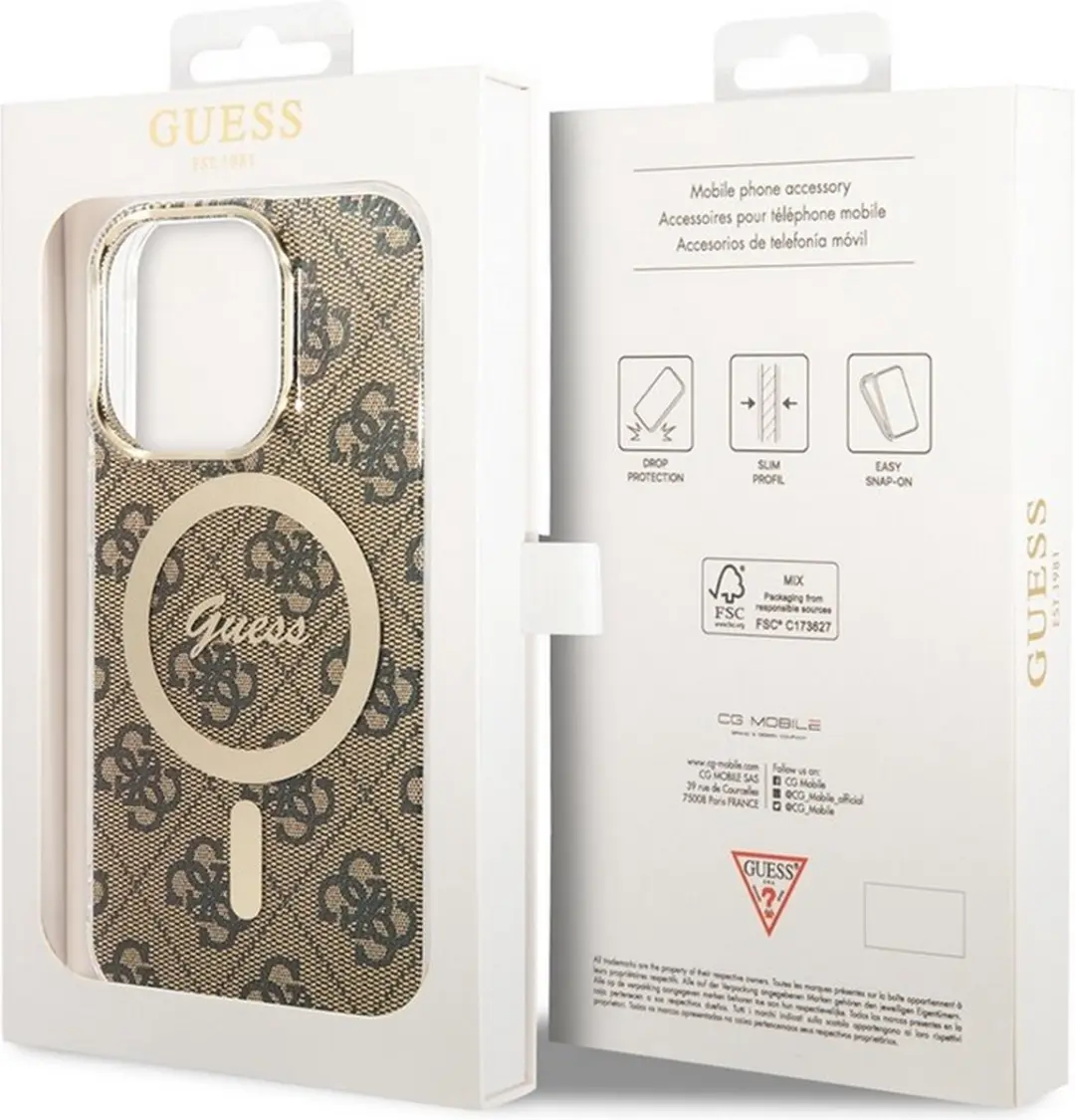 GUESS 4G Back Case MagSafe iPhone 13 Pro - Bruin