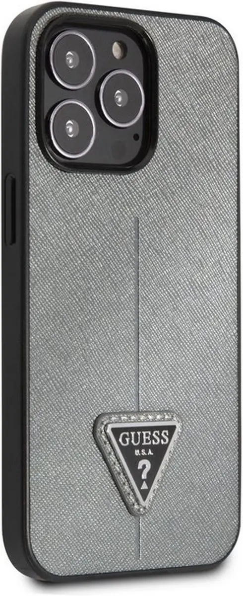 GUESS Saffiano Triangle Back Case - iPhone 13 Pro - Zilver
