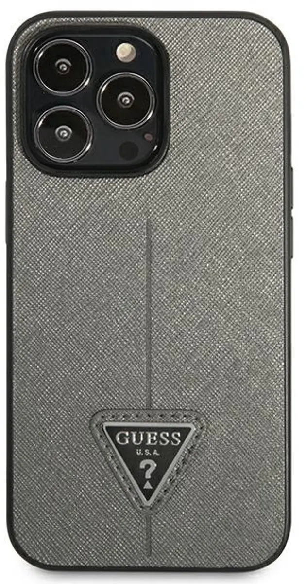 GUESS Saffiano Triangle Back Case - iPhone 13 Pro - Zilver
