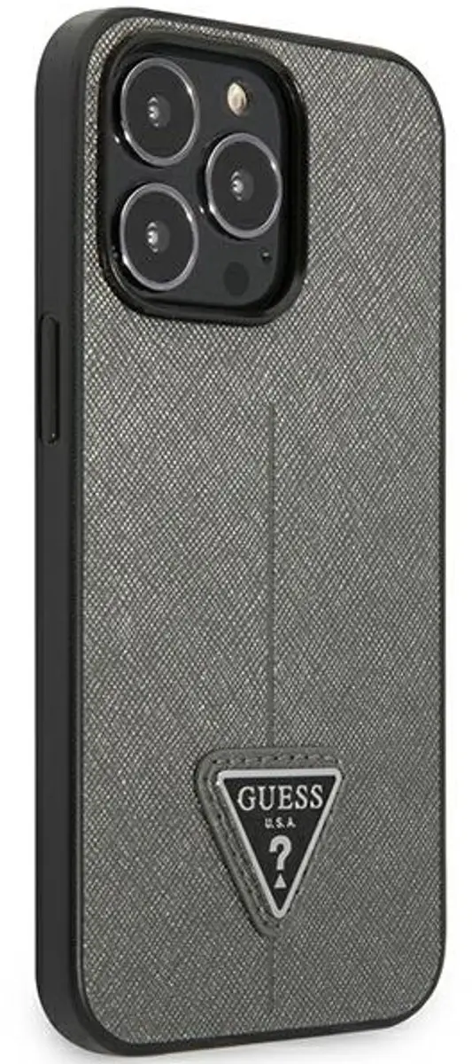 GUESS Saffiano Triangle Back Case - iPhone 13 Pro - Zilver