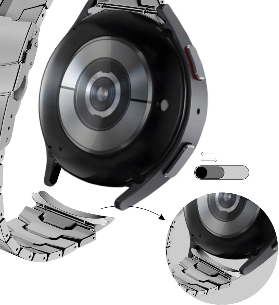 BALR Samsung Galaxy Watch RVS Stalen Band - Zilver