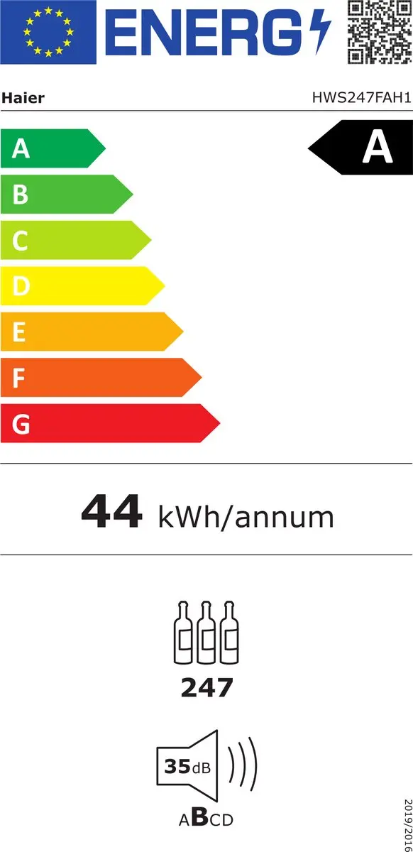 Haier HWS247FAH1 Wijnkoelkast 450L - 1 Zone - Zwart