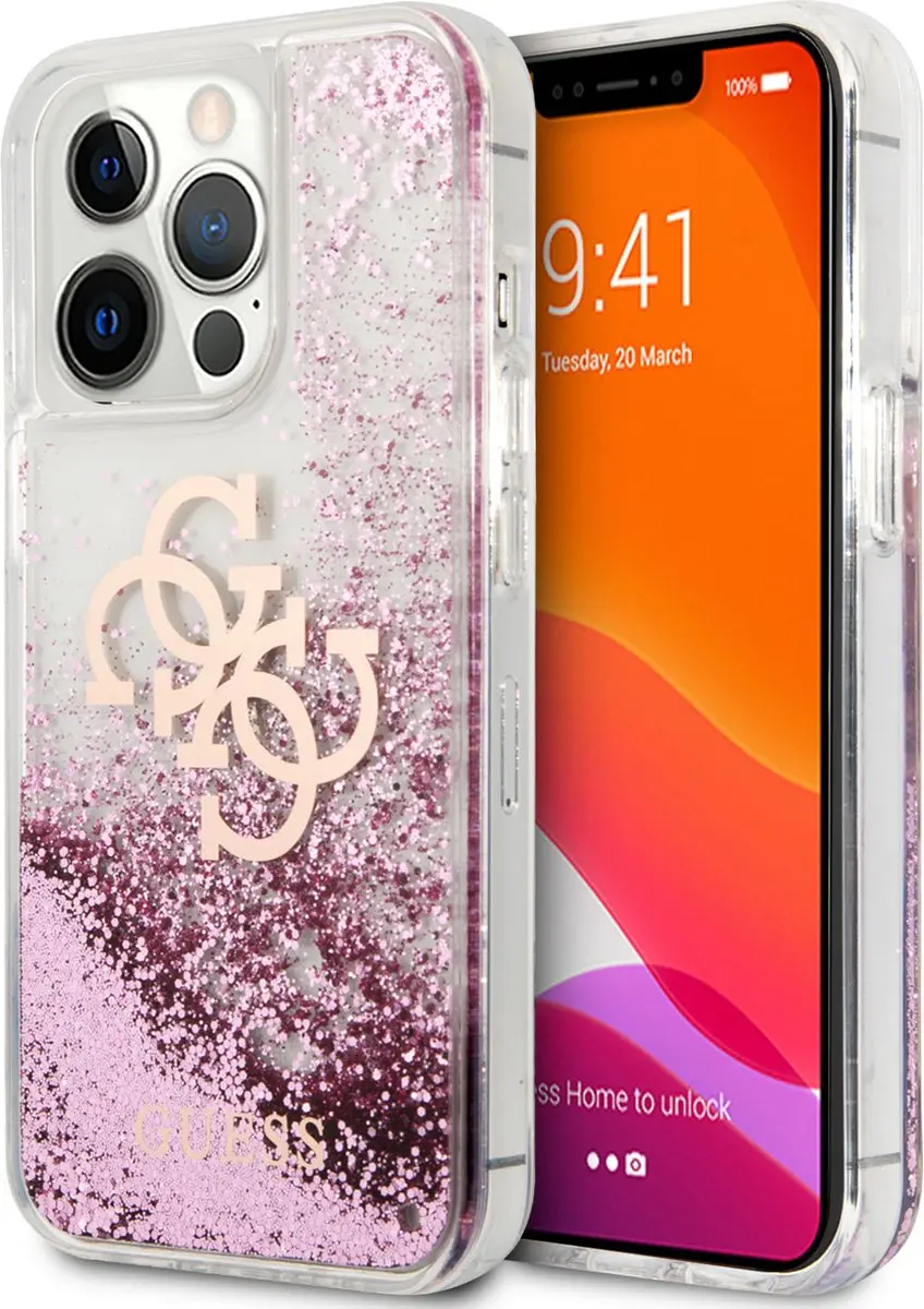 GUESS iPhone 13 Pro Max Backcase - Glitter Roze - MagSafe