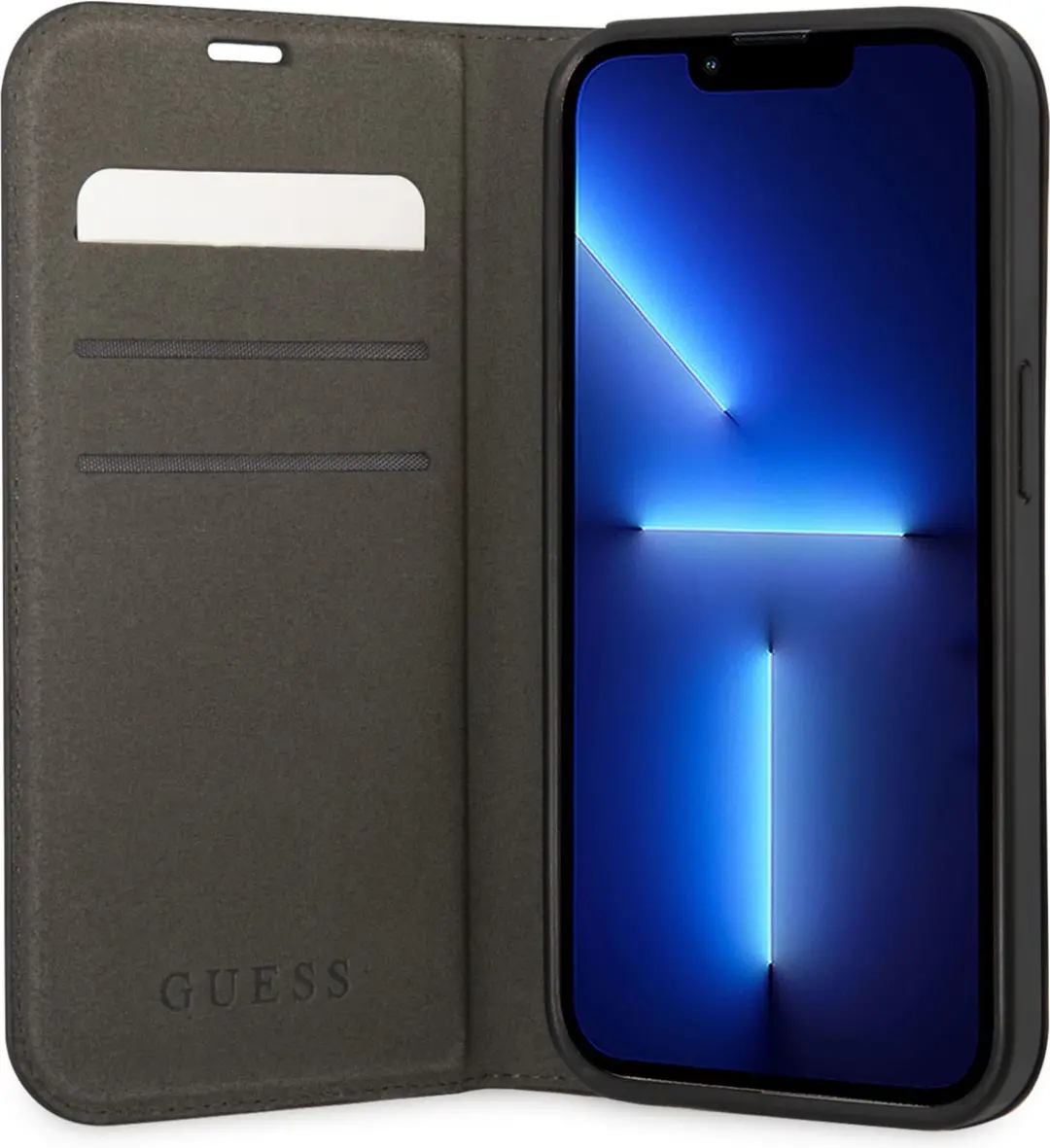 GUESS Telefoonhoesje iPhone 14 Pro - Zwart PU Leer - 2 Pasjes