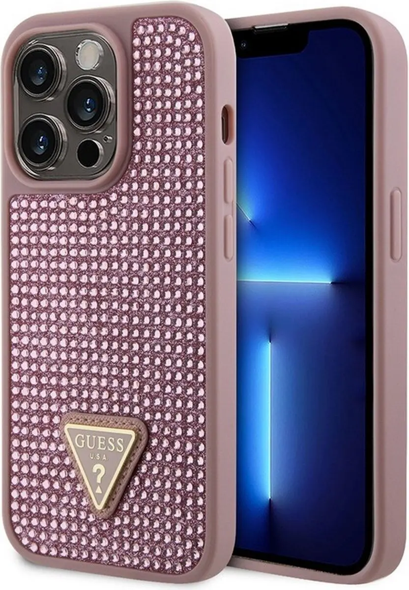 Guess Roze Back Cover met Rhinestones voor iPhone 15 Pro