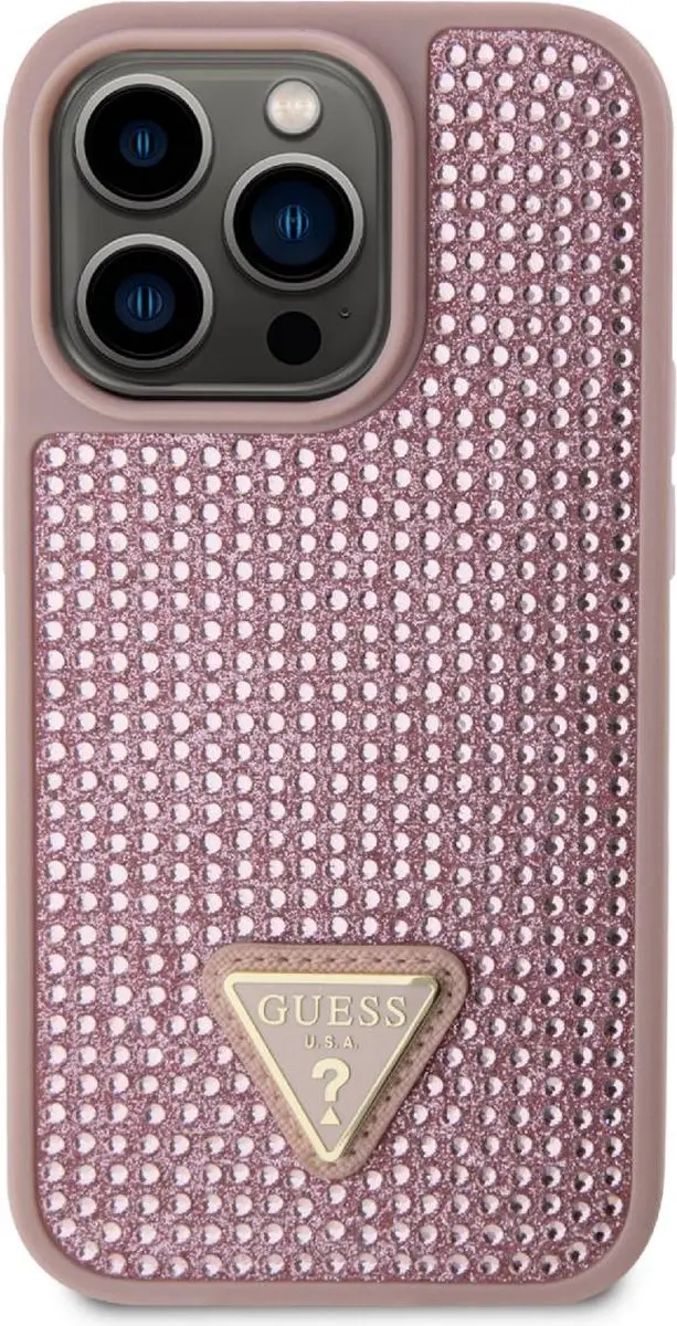 Guess Roze Back Cover met Rhinestones voor iPhone 15 Pro