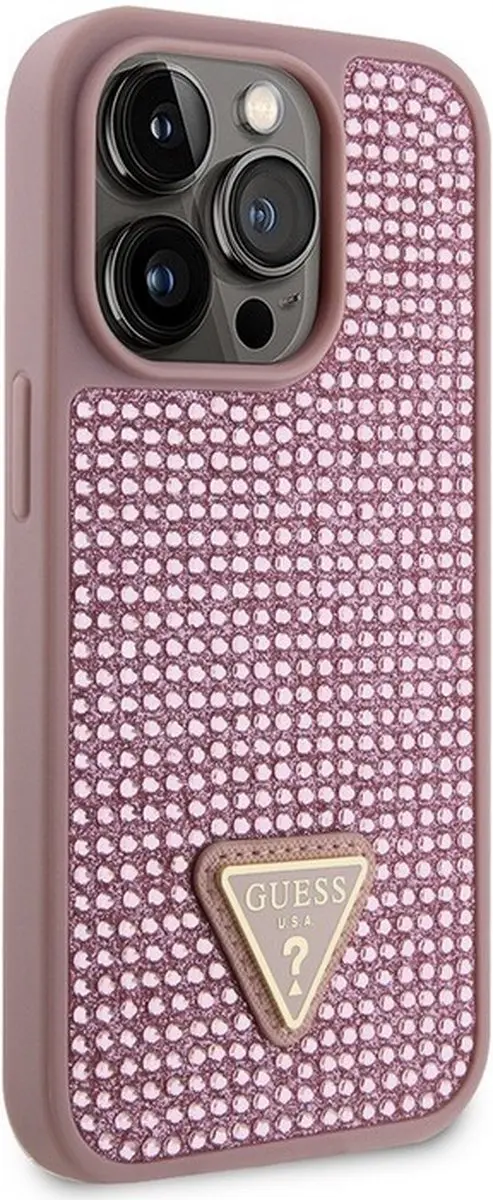 Guess Roze Back Cover met Rhinestones voor iPhone 15 Pro