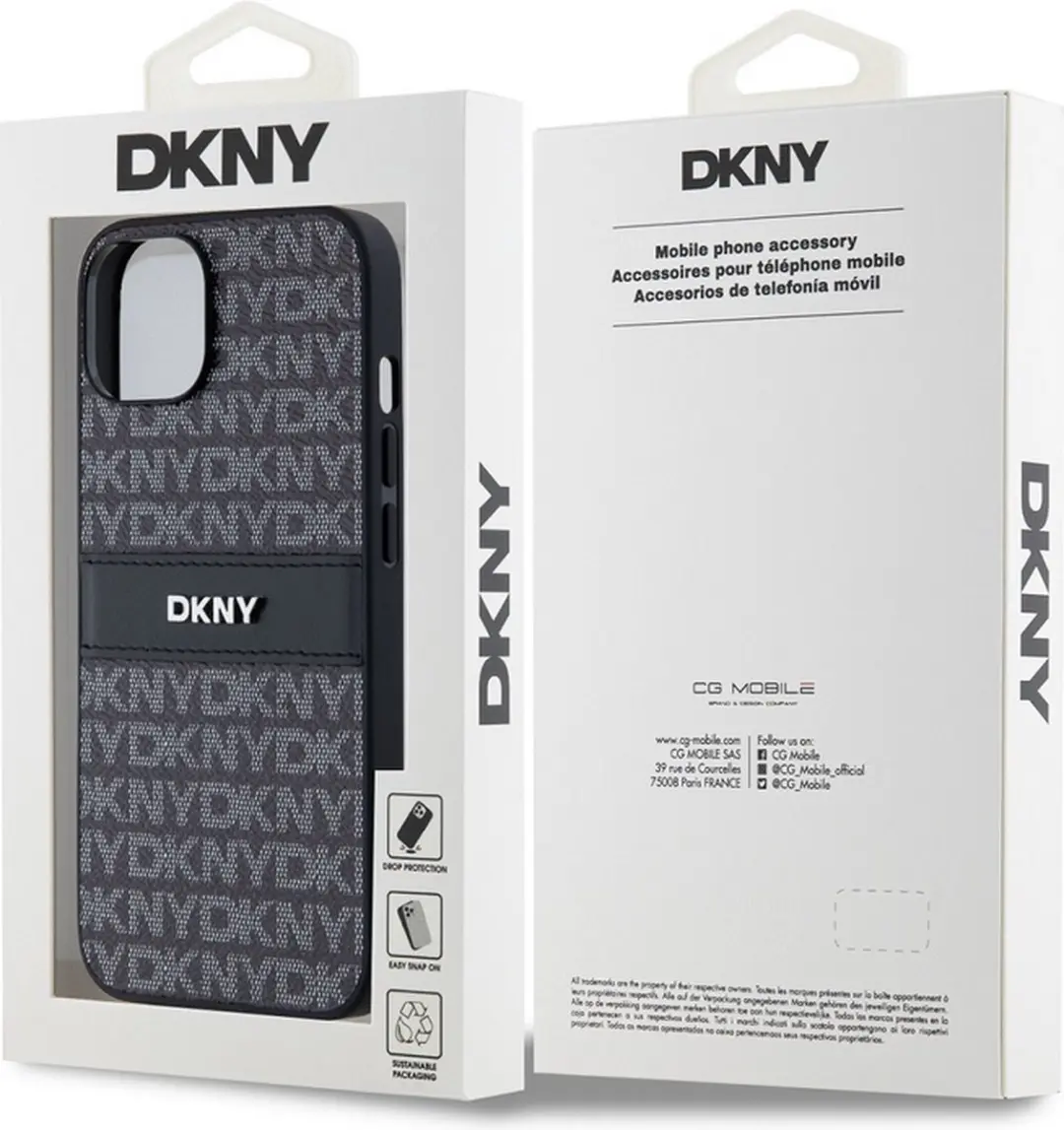 DKNY Textured Tonal Stripe Back Case - iPhone 14 - Zwart