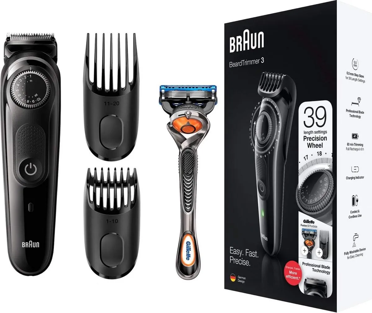 Braun BT3242 Baardtrimmer - 39 standen - 2 opzetstukken - Zwart