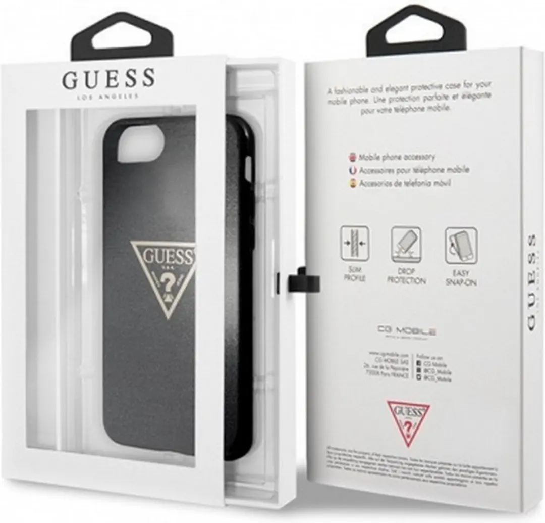 GUESS Triangle Glitter Back Case - iPhone 7/8/SE Zwart