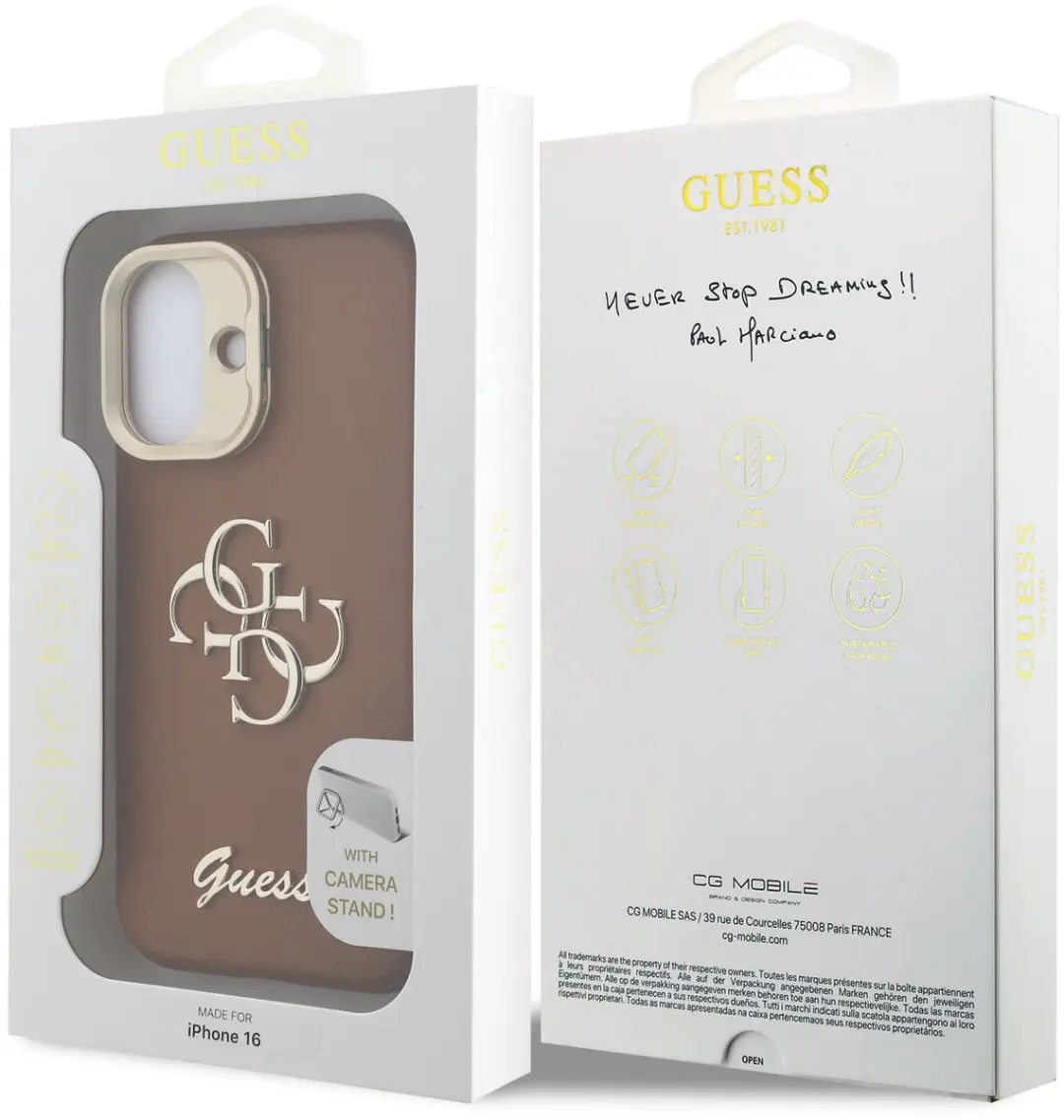 Guess iPhone 16 Hoesje 4G Logo - Bruin
