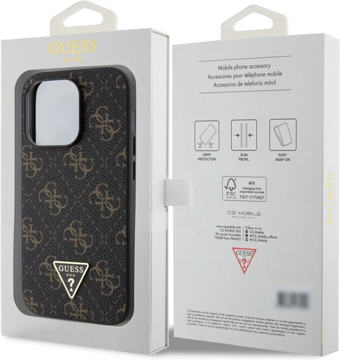 GUESS 4G Triangle Logo Back Case - iPhone 14 Pro - Zwart