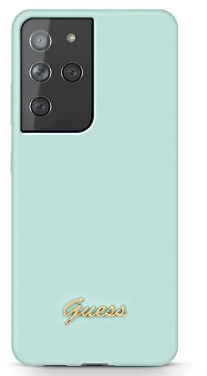 Guess Silicone Retro Back Cover - S21 Ultra - Lichtblauw