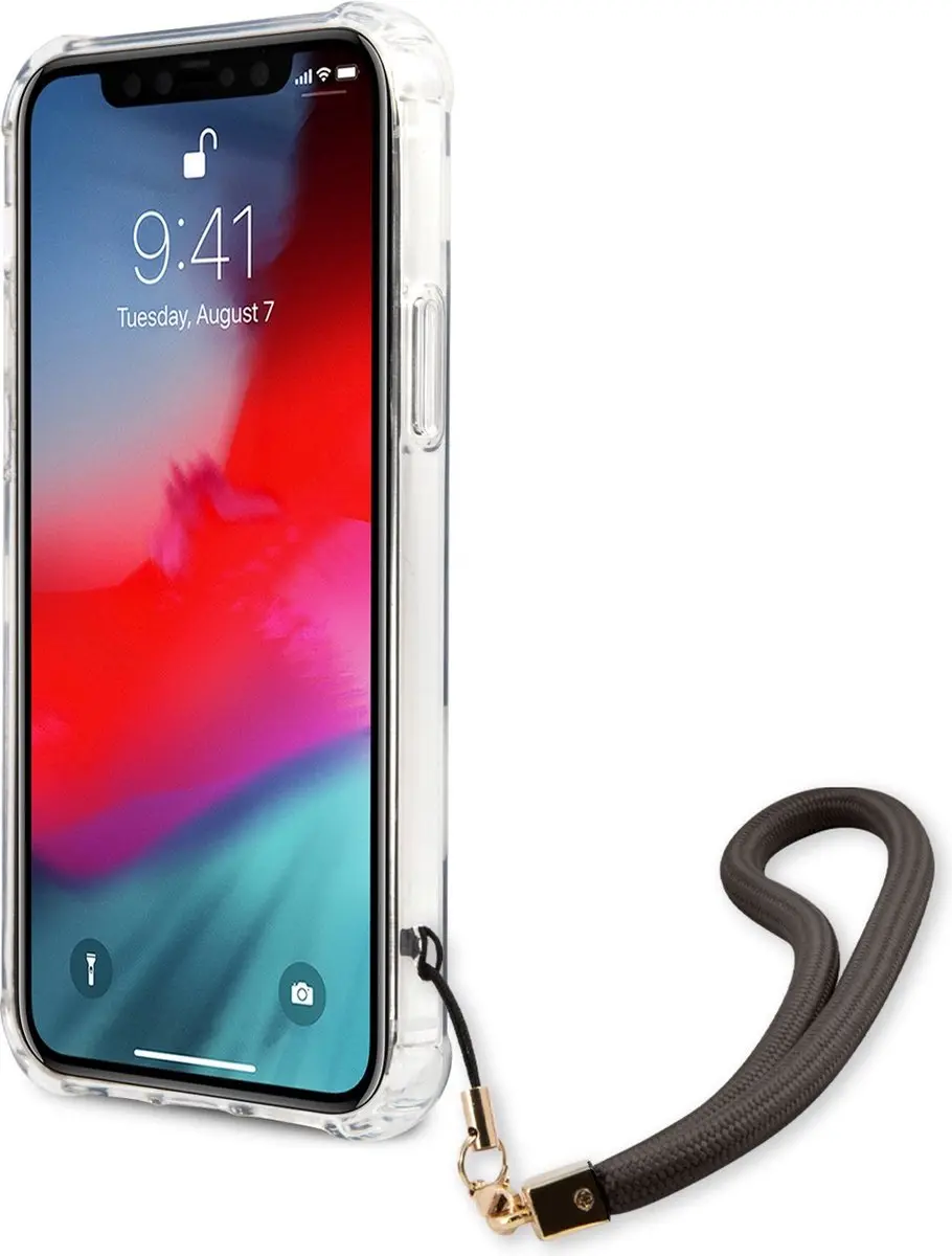 Guess Marble Back Case met Polsbandje - Grijs