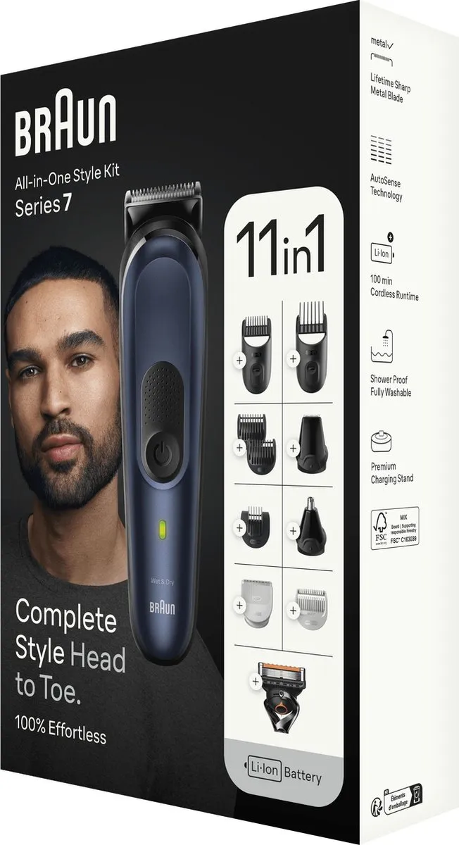 Braun Series 7 MGK7450 Multigroomer - 11 Opzetstukken - Metallic Blauw - afbeelding 6 van 6