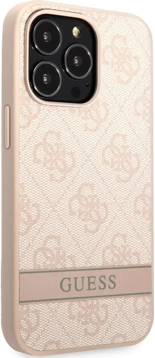 Guess iPhone 13 Pro Hoesje Roze - 4G Printed Stripe