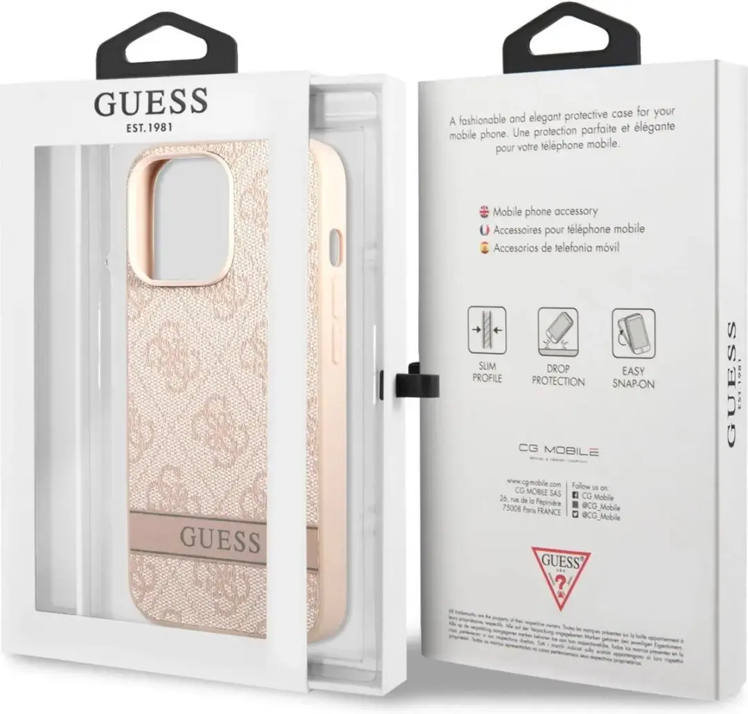 Guess iPhone 13 Pro Hoesje Roze - 4G Printed Stripe