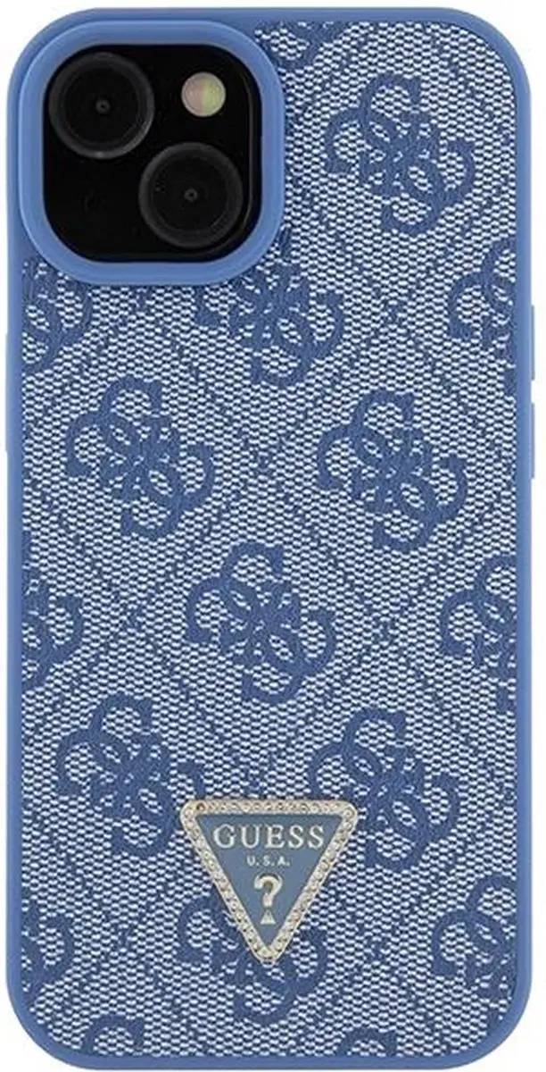 GUESS 4G Triangle Crossbody Hoesje - iPhone 15 - Blauw - afbeelding 6 van 6
