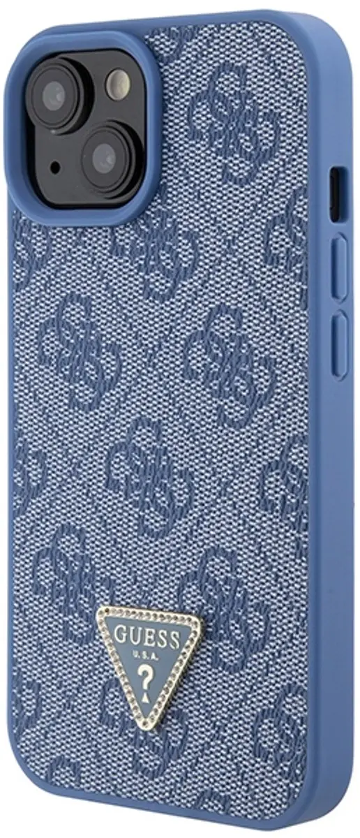 GUESS 4G Triangle Crossbody Hoesje - iPhone 15 - Blauw