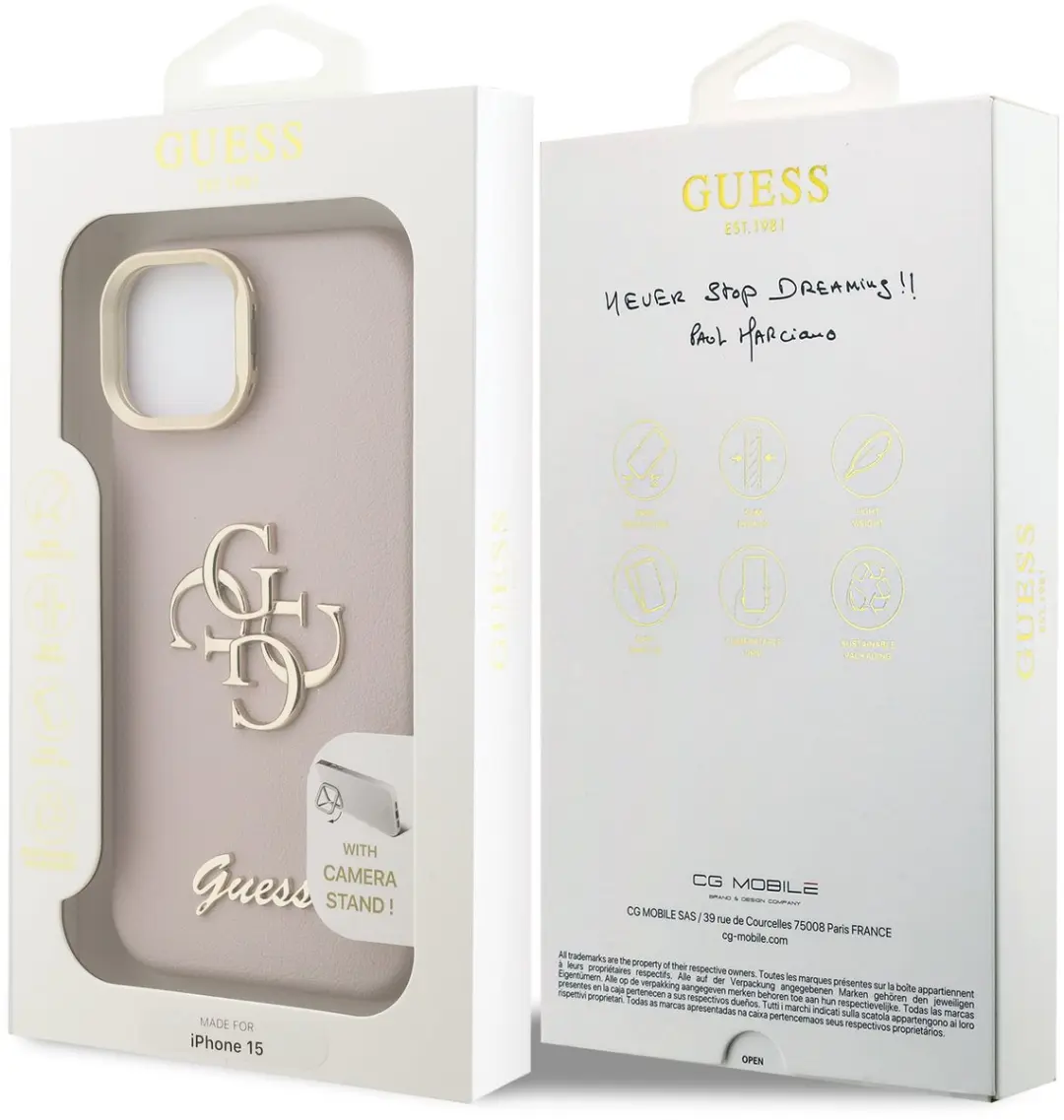 Guess 4G Logo iPhone 15 Hoesje - Roze - MPN 13451