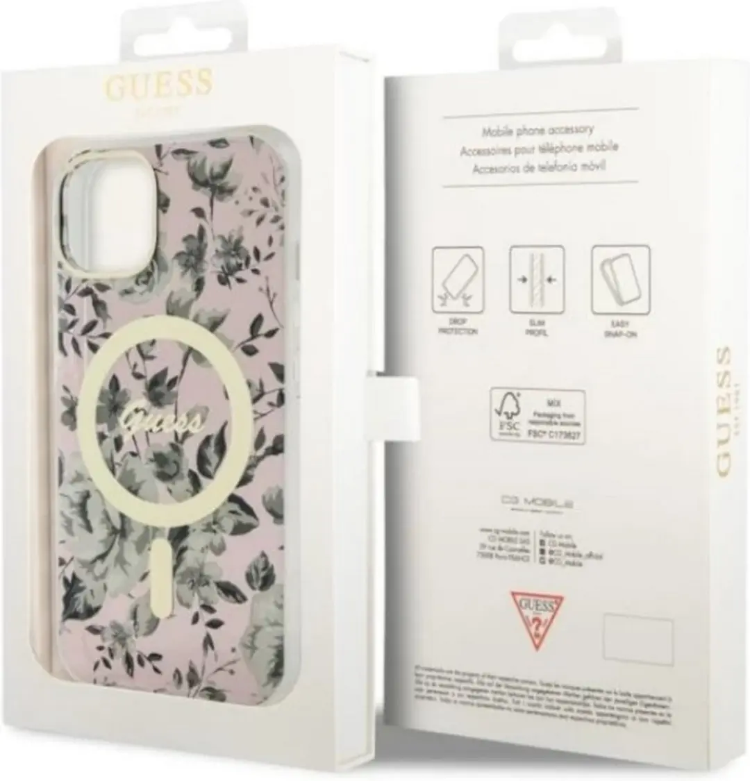 Guess Flower Back Case MagSafe - iPhone 14 Plus Roze