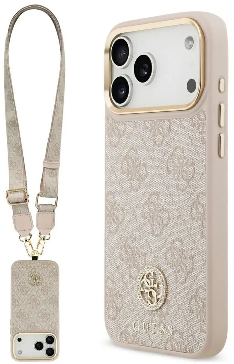 GUESS Case 4G Strass Logo Grote Band iPhone 17 Pro MagSafe