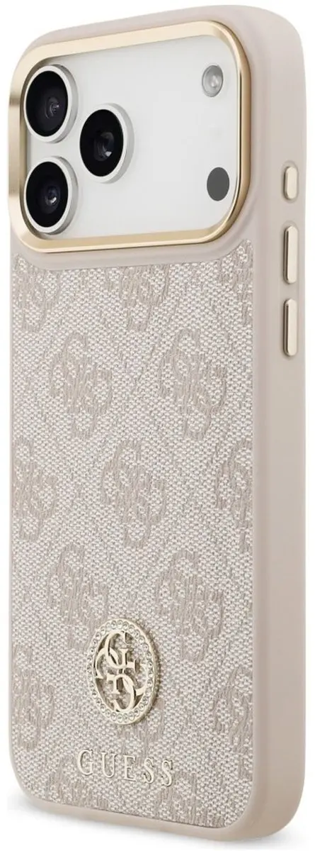GUESS Case 4G Strass Logo Grote Band iPhone 17 Pro MagSafe - Zwart