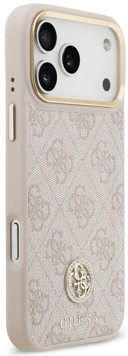 GUESS Case 4G Strass Logo Grote Band iPhone 17 Pro MagSafe - Zwart