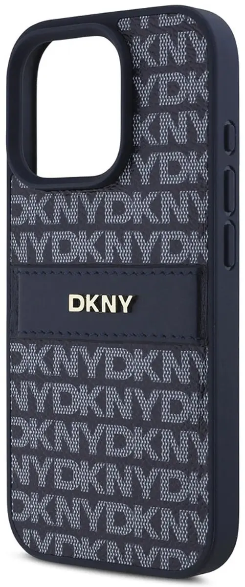 DKNY Repeat Pattern Tonal Stripe iPhone 16 Pro Hoesje - Blauw
