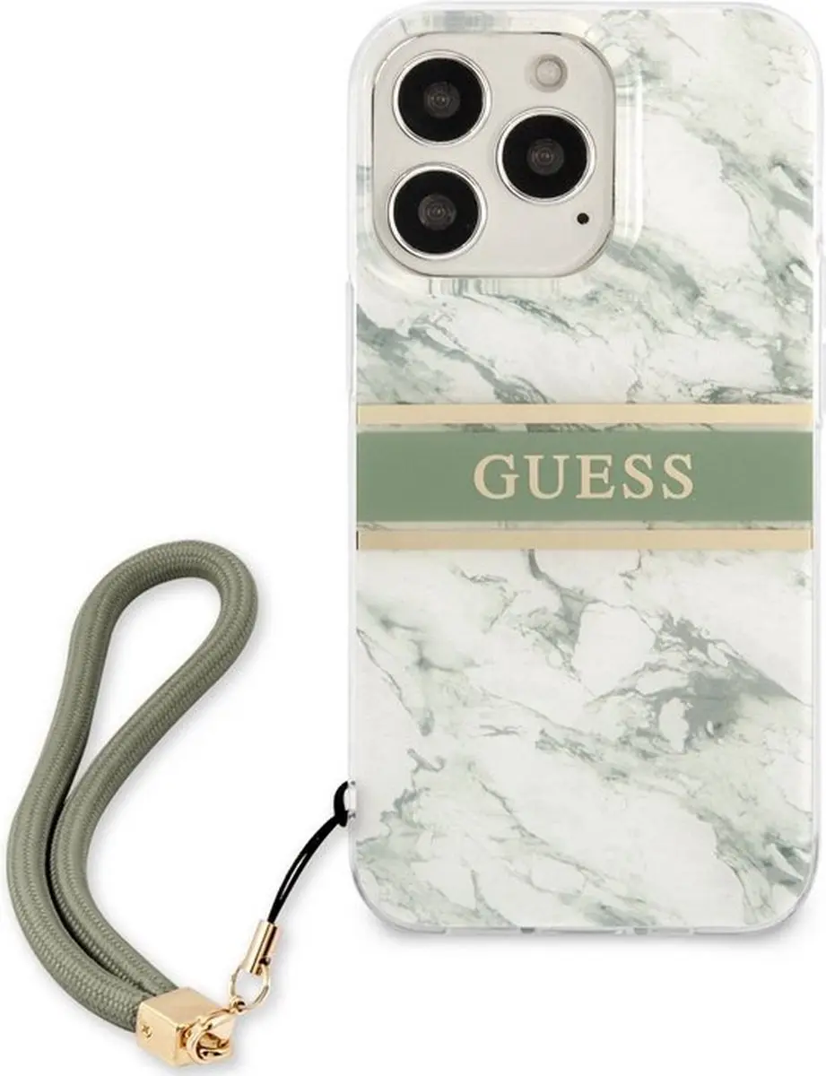 Guess Marble Stripe Hoesje - iPhone 13 Pro Groen
