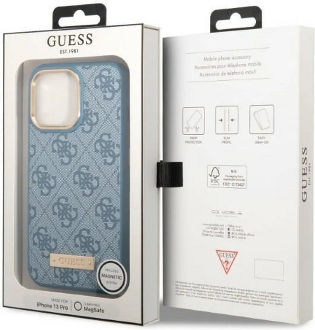 GUESS 4G Back Case MagSafe iPhone 13 Pro - Blauw GUHCP13M4GMBL