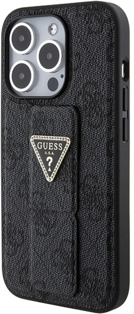 GUESS 4G Triangle Logo Grip Back Case - iPhone 15 Pro - Grijs