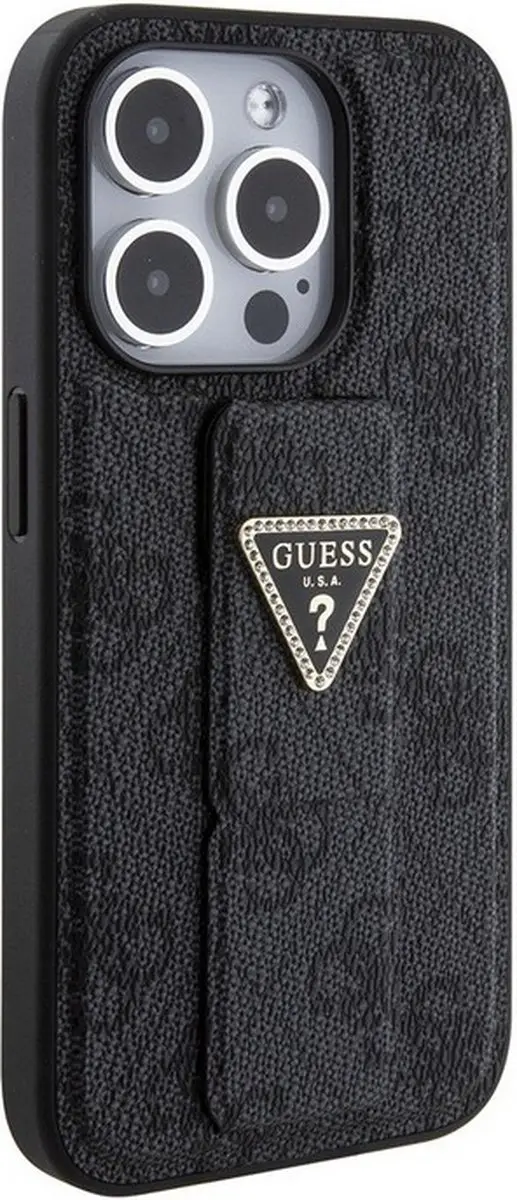 GUESS 4G Triangle Logo Grip Back Case - iPhone 15 Pro - Grijs