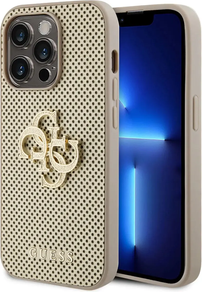 GUESS Perforated Back Case Goud - iPhone 15 Pro