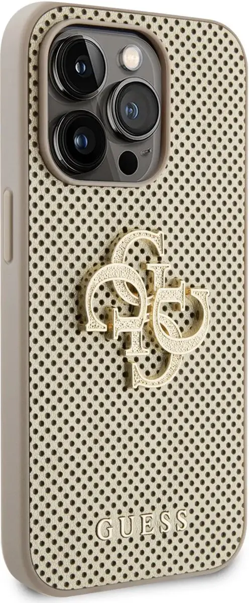 GUESS Perforated Back Case Goud - iPhone 15 Pro