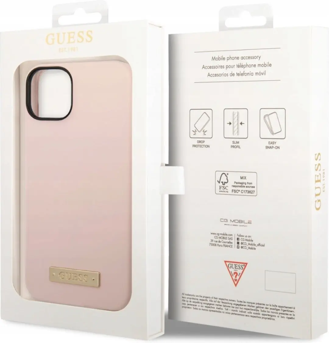 Guess Silicone Back Case GUHCP14SPISPI - Roze