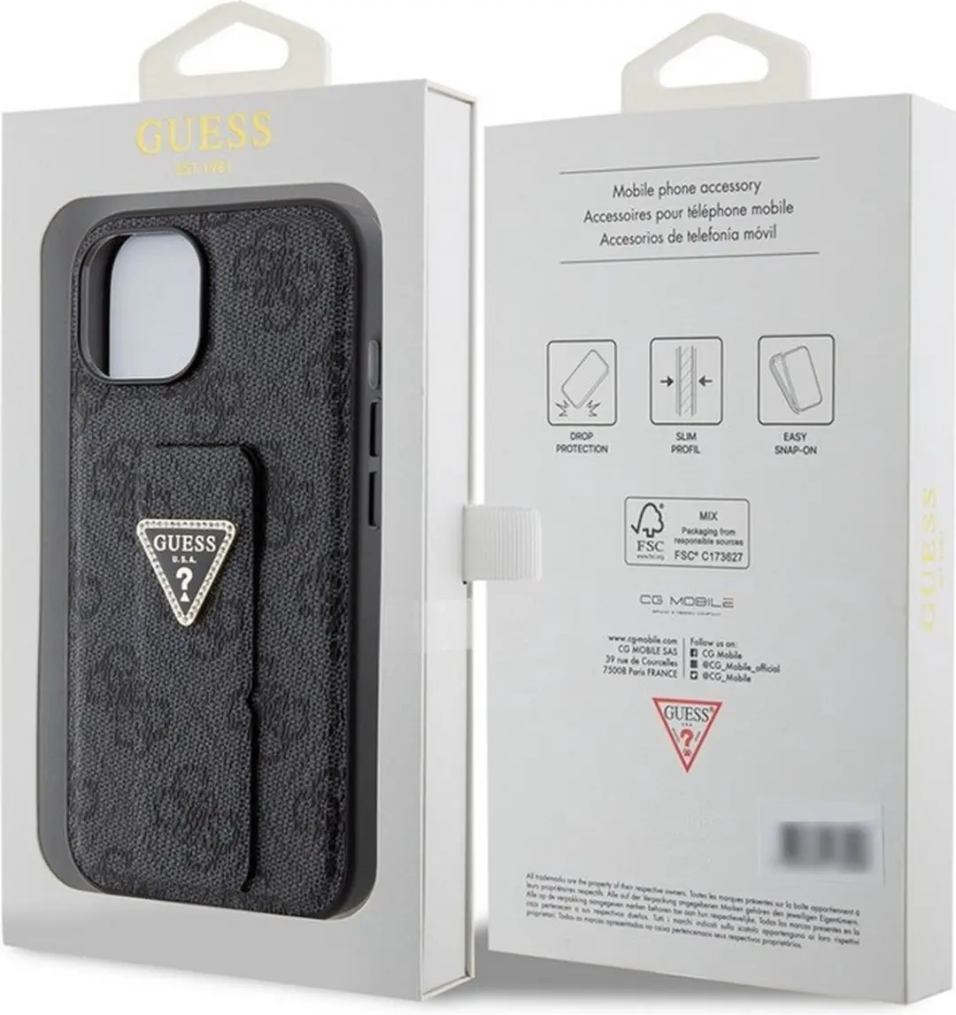 GUESS 4G Triangle Logo Grip Back Case - Grijs