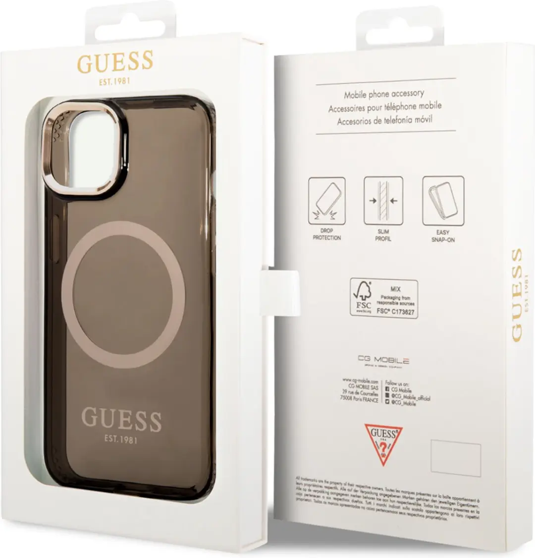GUESS iPhone 14 Plus Smartphonehoesje - Zwart - MagSafe