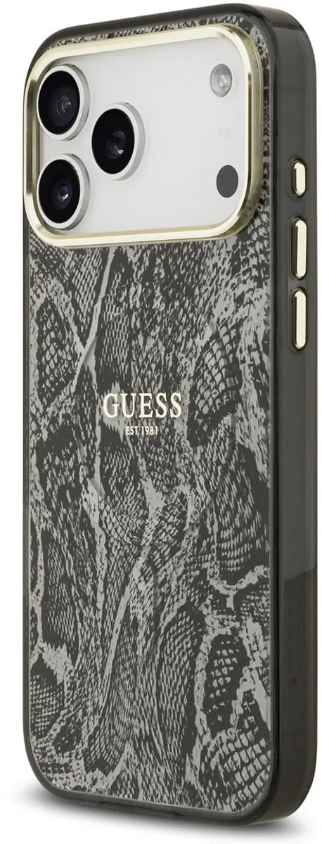 GUESS Back Cover Case iPhone 17 Pro Max - Zwart - Slangenprint