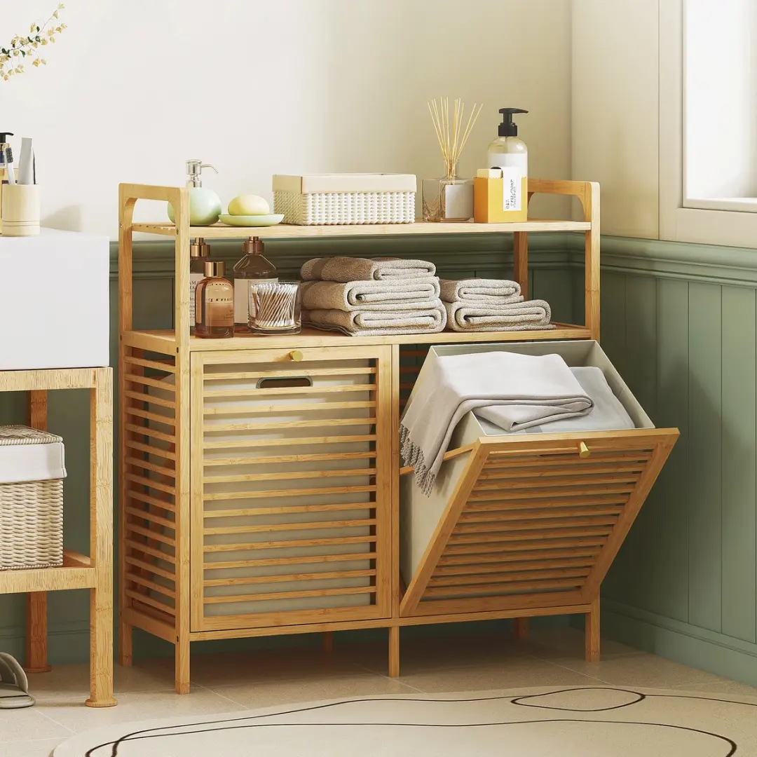 Homcom Wasmandkast 82x33x88cm - Bamboe