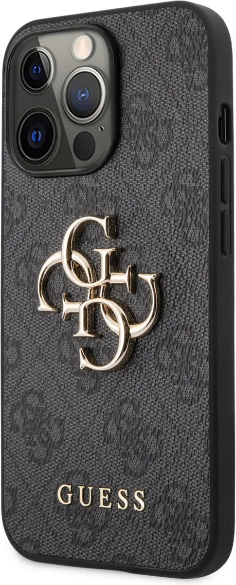 GUESS Golden Logo iPhone 13 Pro Hoesje - Grijs