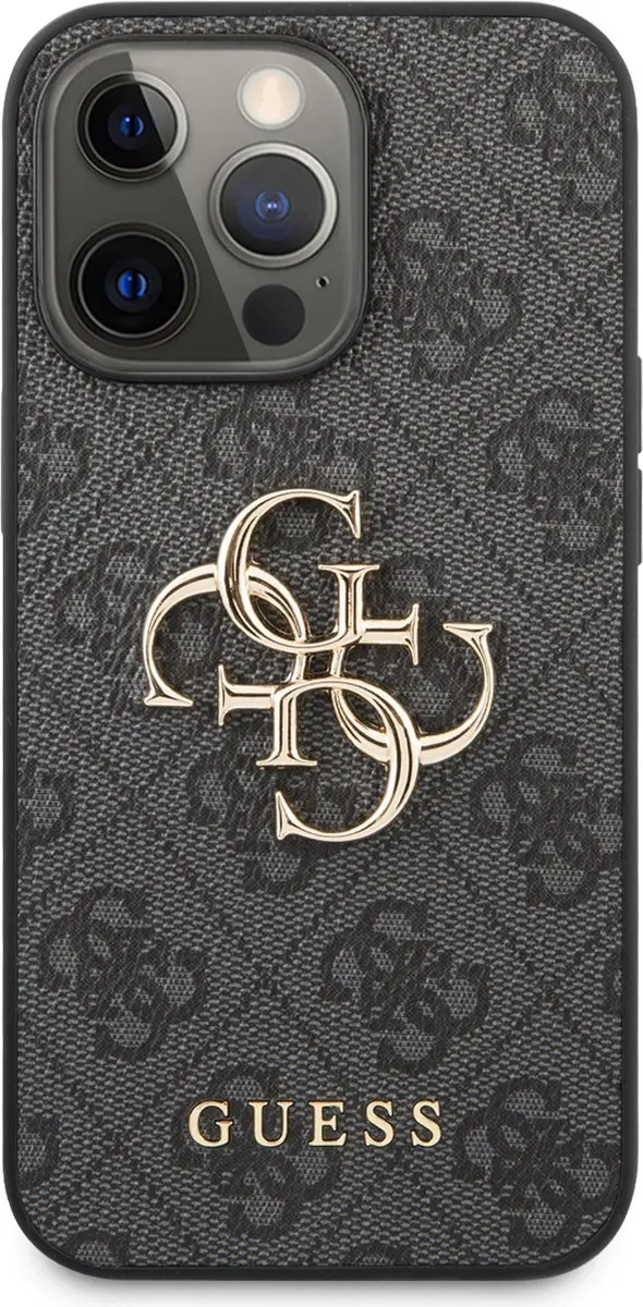 GUESS Golden Logo iPhone 13 Pro Hoesje - Grijs