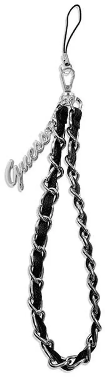 Guess Vintage Metal Logo Phone Strap - Zwart