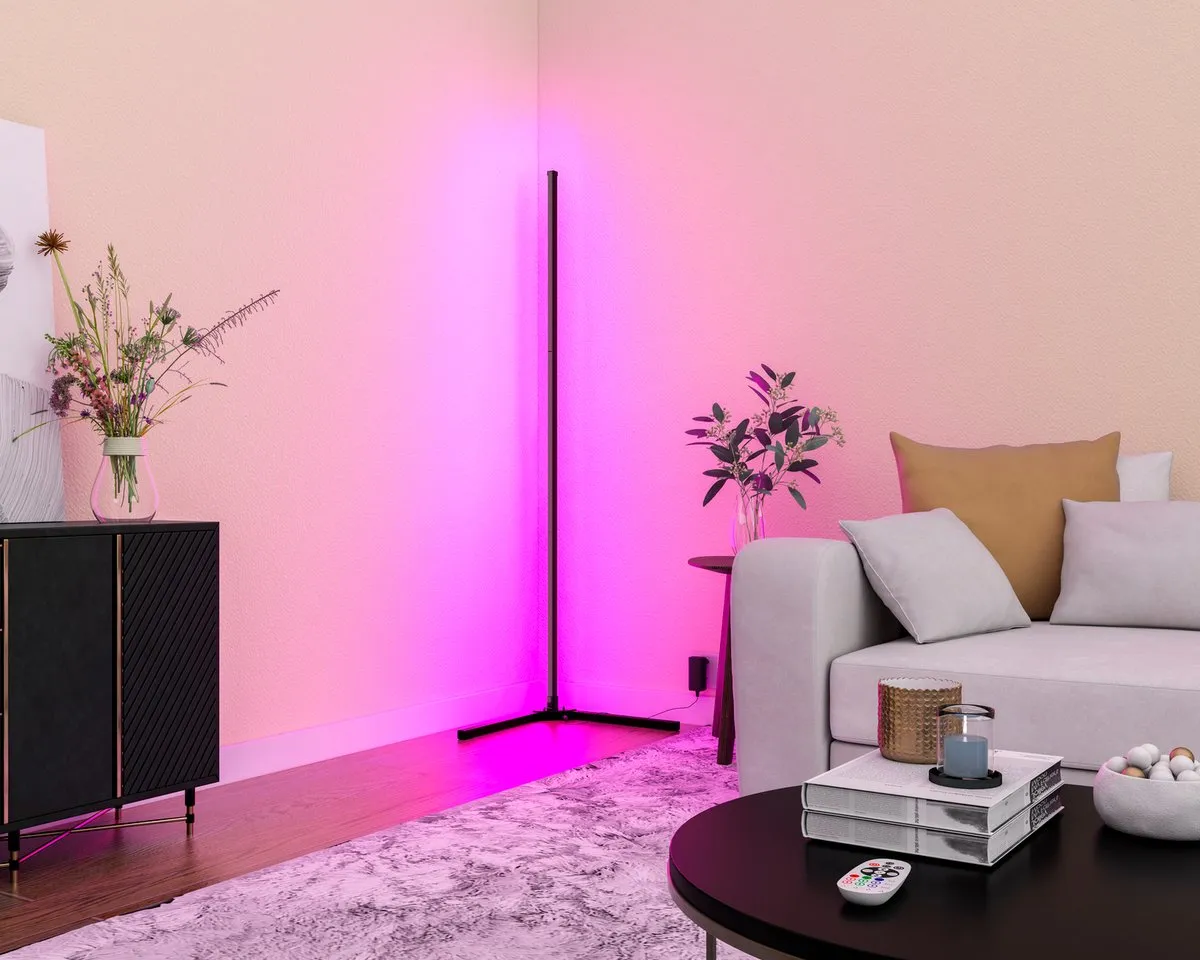 Calex Slimme LED Vloerlamp RGBW - 12W - Zwart - afbeelding 6 van 6