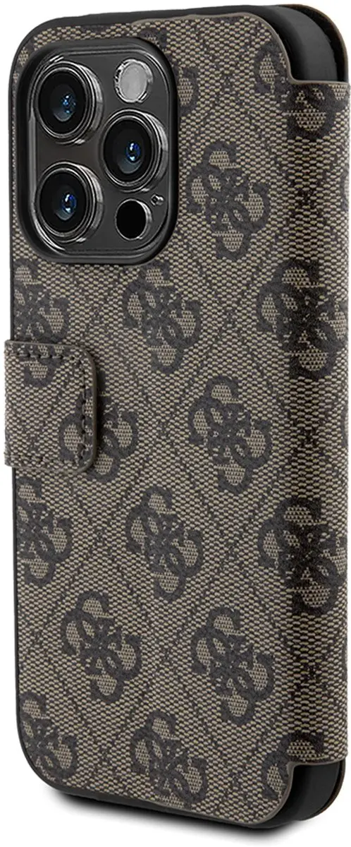 GUESS 4G Metal Logo Book Case - iPhone 15 Pro - 3 Stuks - Bruin