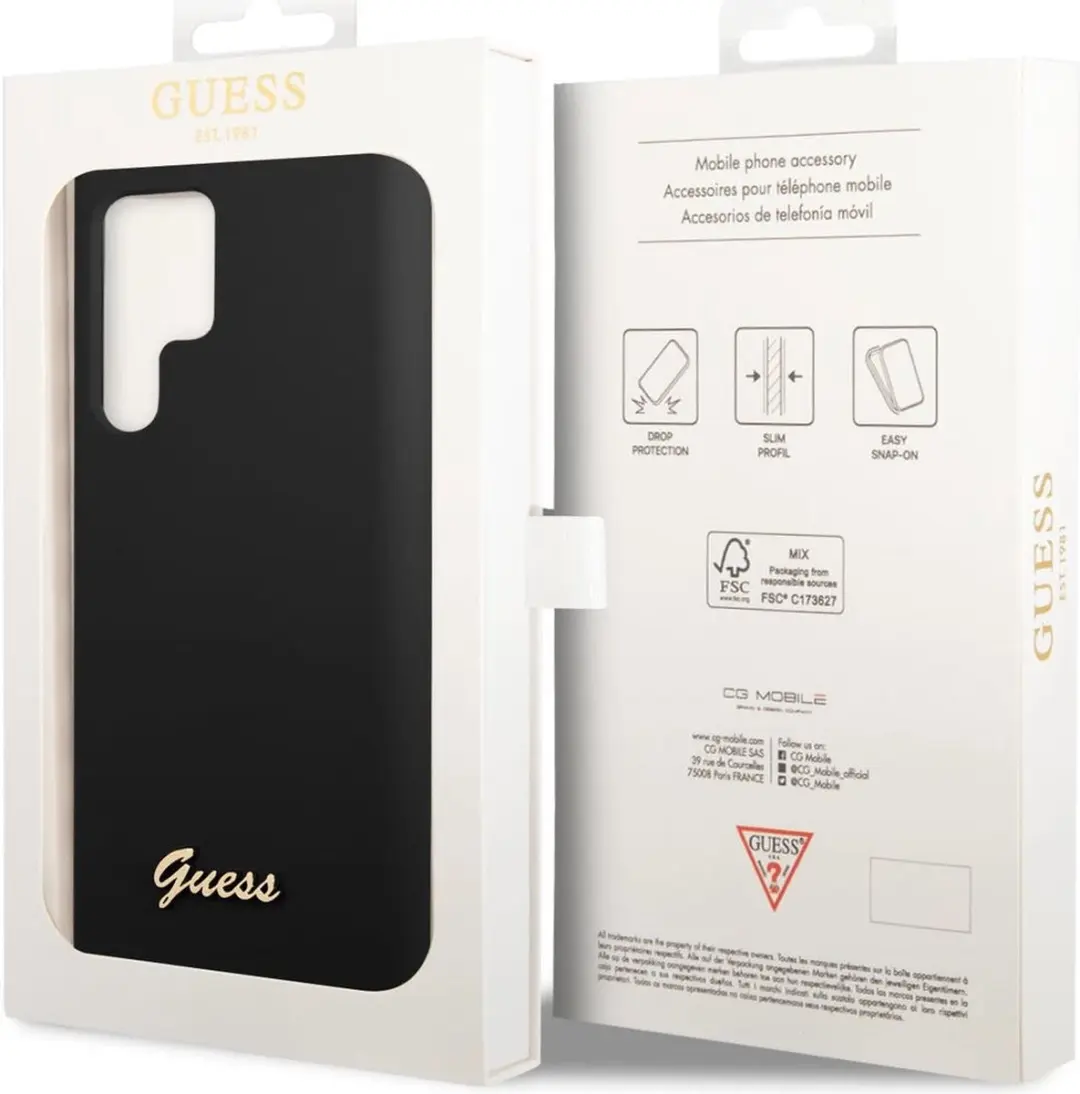 Guess Siliconen Hoesje S23 Ultra - Zwart/Goud - 3666339114831