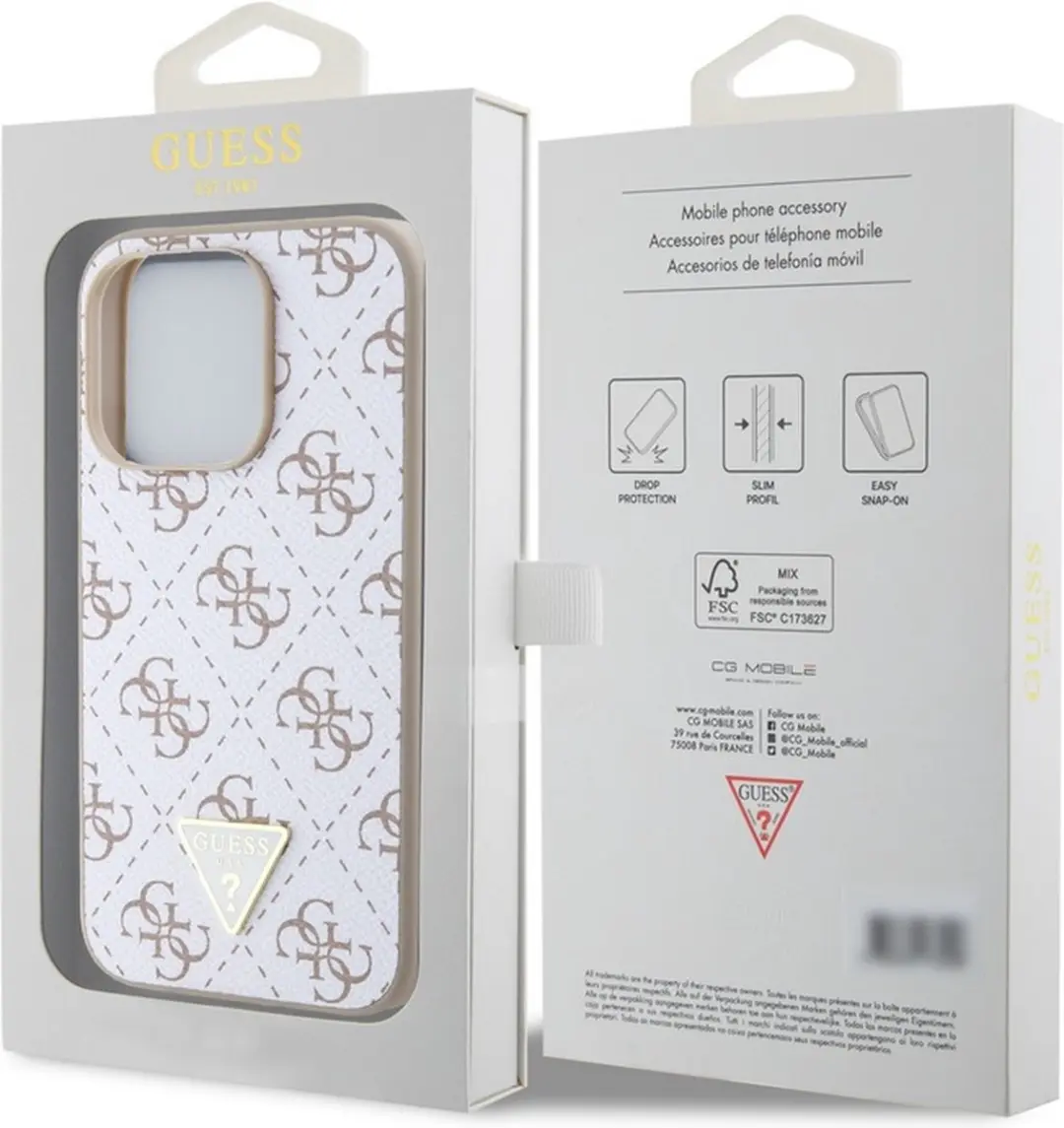 Guess 4G Triangle Logo Hoesje iPhone 15 Pro - Wit